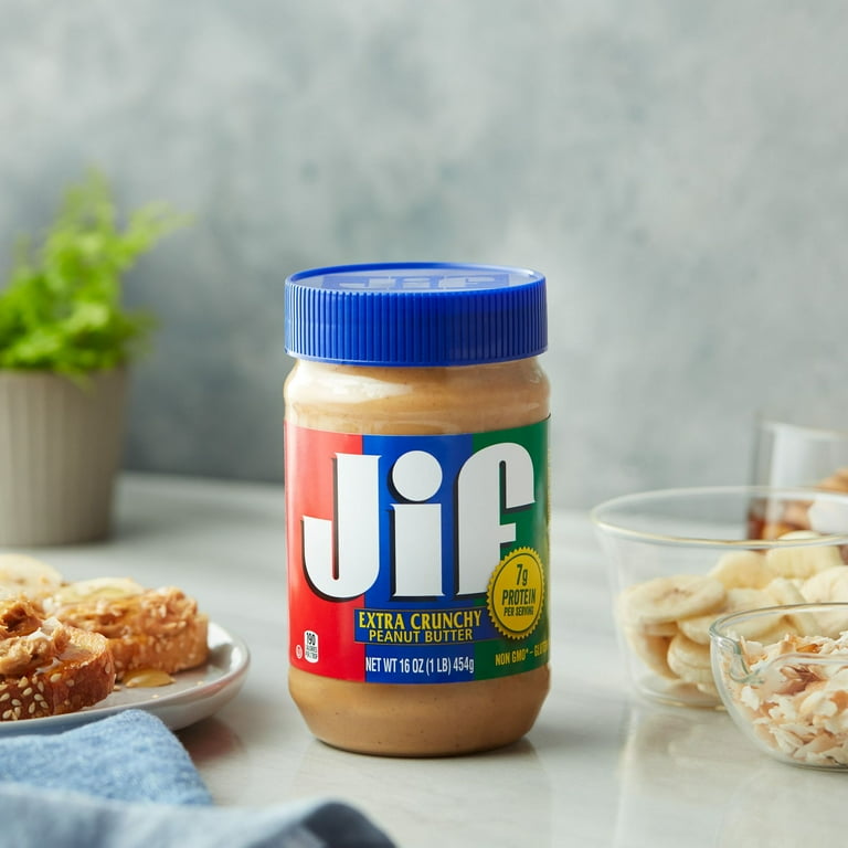 کره بادام‌زمینی درب آبی کرانچی جی ای اف (Jif) 445 گرم کارتن 12 عددی
